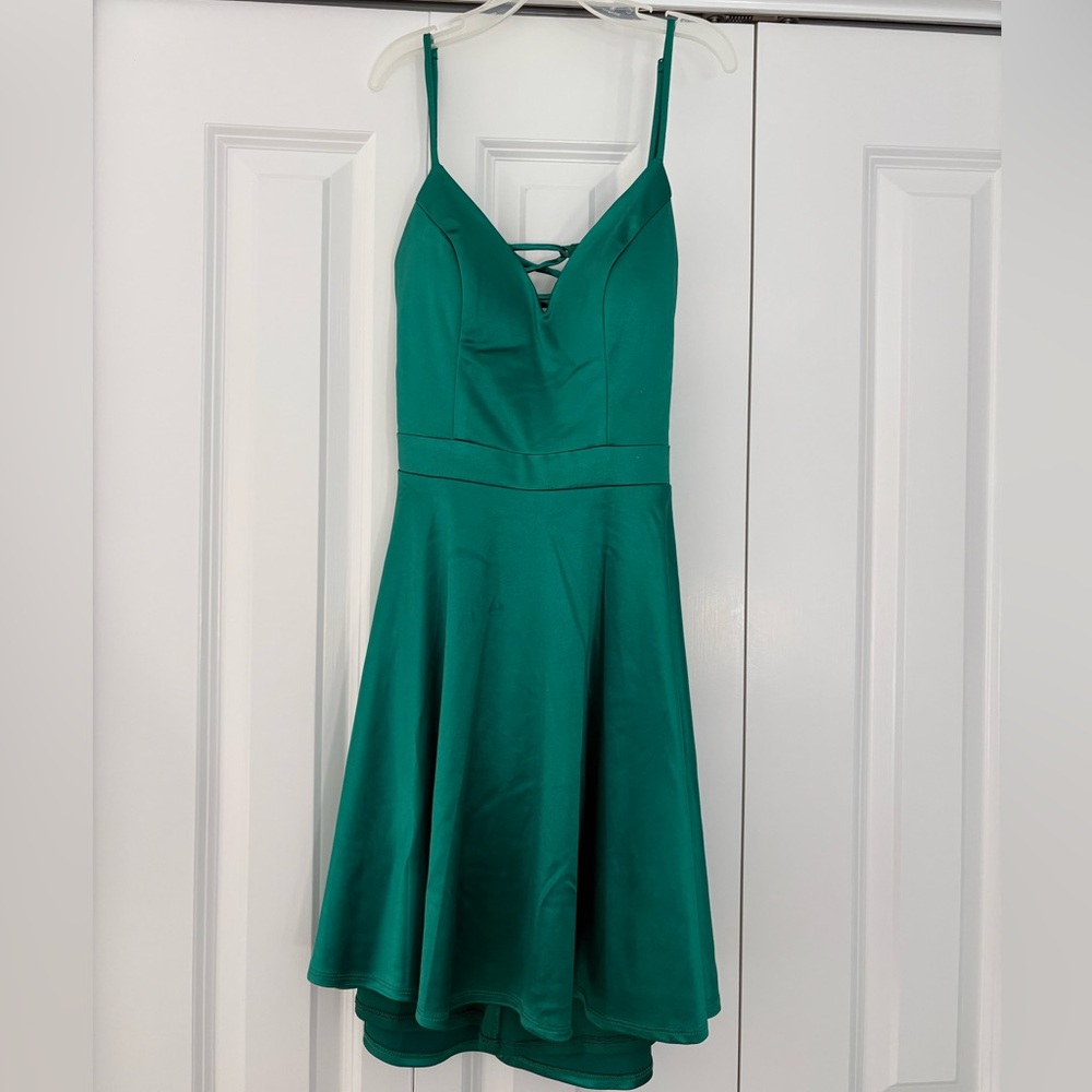 City Studio Green High Low Spaghetti Strap Dress